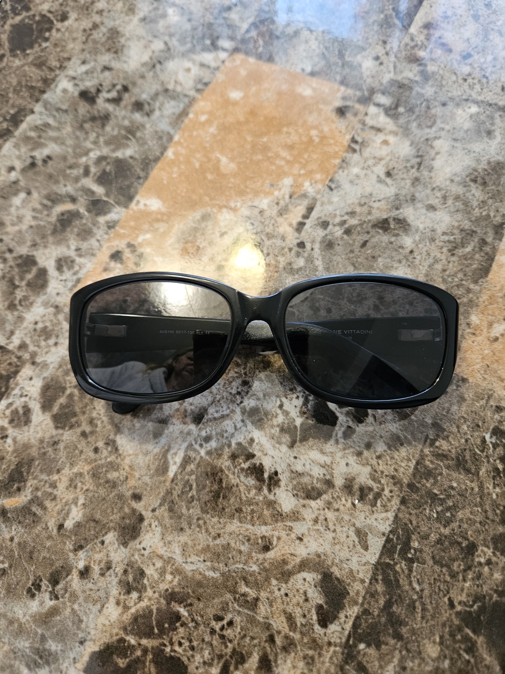 Adrienne Vittadini Black Rectangular Sunglasses